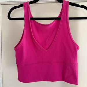 Lululemon Power pivot ribbed tank top in sonic pink size 8